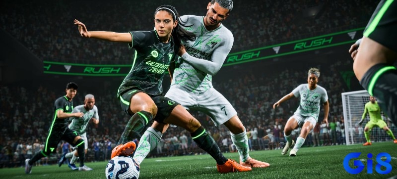 Cầu thủ đang thi đấu với đồ họa siêu thực trong EA FC 25.