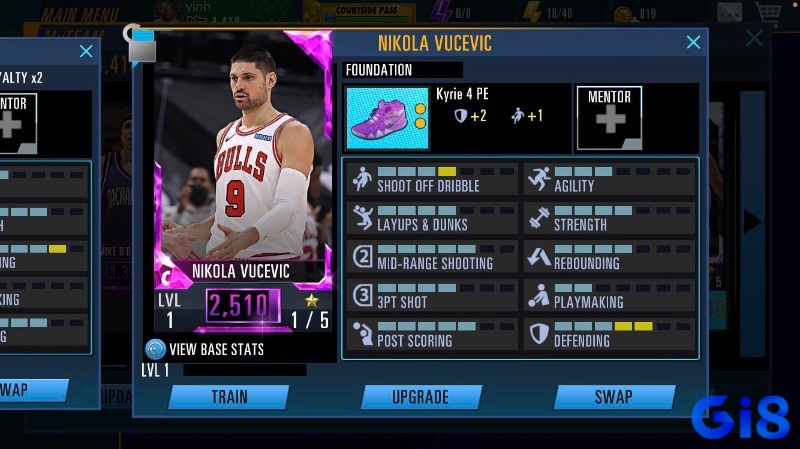 Thiết kế nhân vật trong NBA 2K Mobile với công nghệ scan khuôn mặt hoặc trang phục đua cá tính.