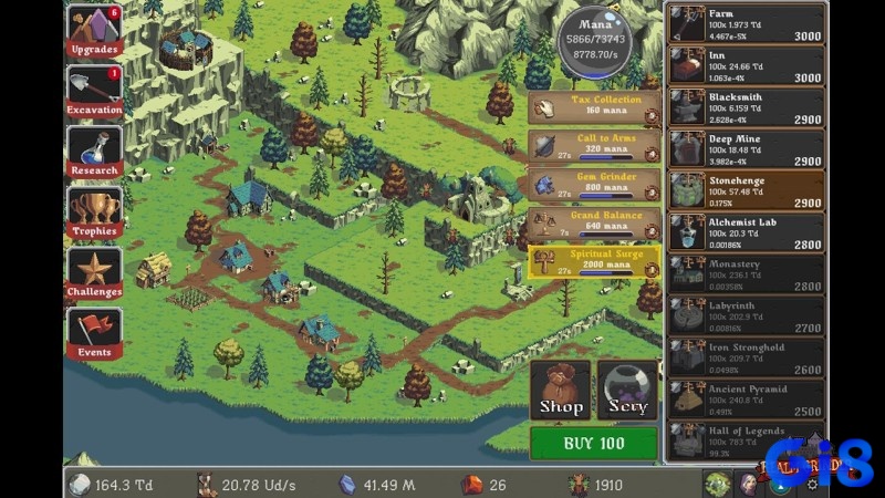 Realm Grinder nổi bật nhờ cơ chế xây dựng vương quốc với chiều sâu chiến lược và phát triển không giới hạn